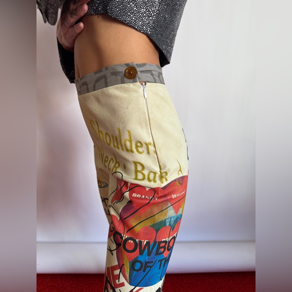 Vivienne Westwood GOLD LABEL LEATHER STRETCH PANTS MEANINGLESS PRINT 2015 - Picture 10 of 16